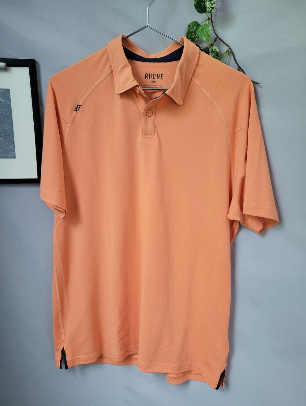 Rhone Delta Pique Short Sleeve Polo Shirt Orange M